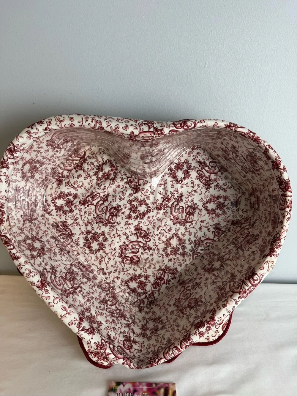 Longaberger 1999 Heart Basket Set w Liner Protector Love Treasures USA